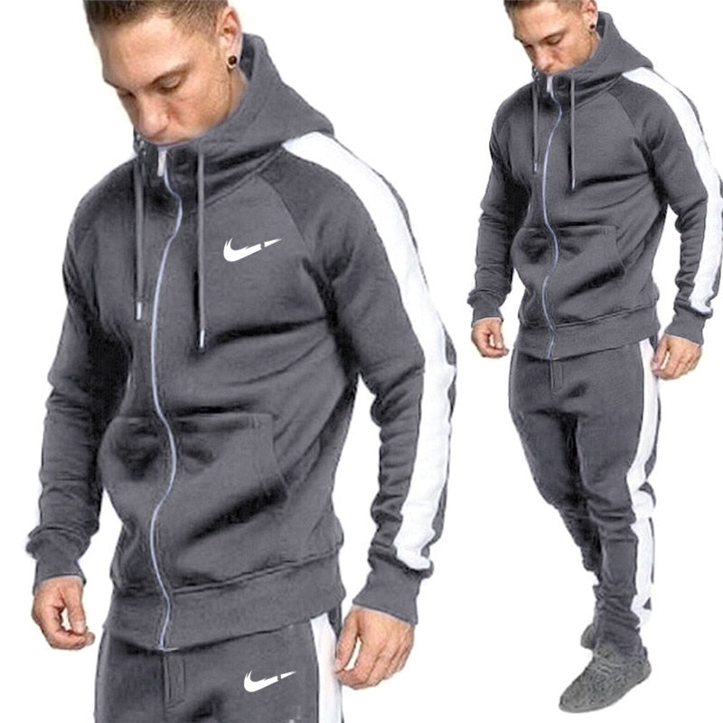 Hirigin 2 pieces Autumn Running tracksuit men Sweatshirt Sports